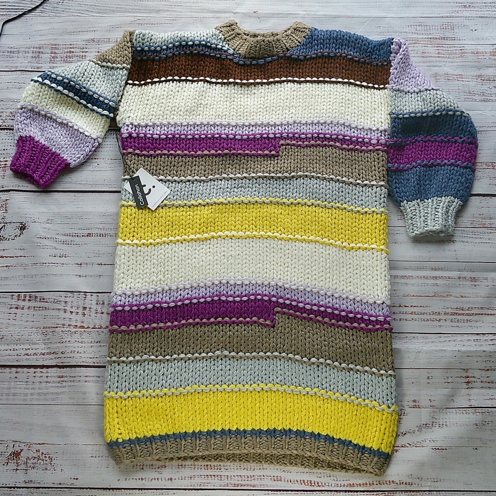 Callahan Knit Sweater Dress Multicolor Oversized NWT Size Large $155 MSRP